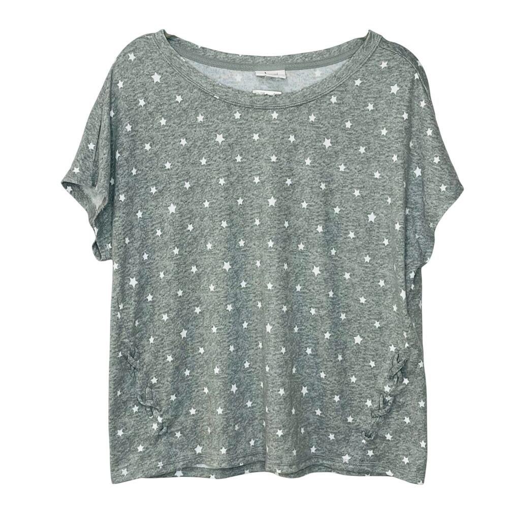 JENNI KNIT PAJAMA TOP, HEATHER STARS, Grey/white Small
